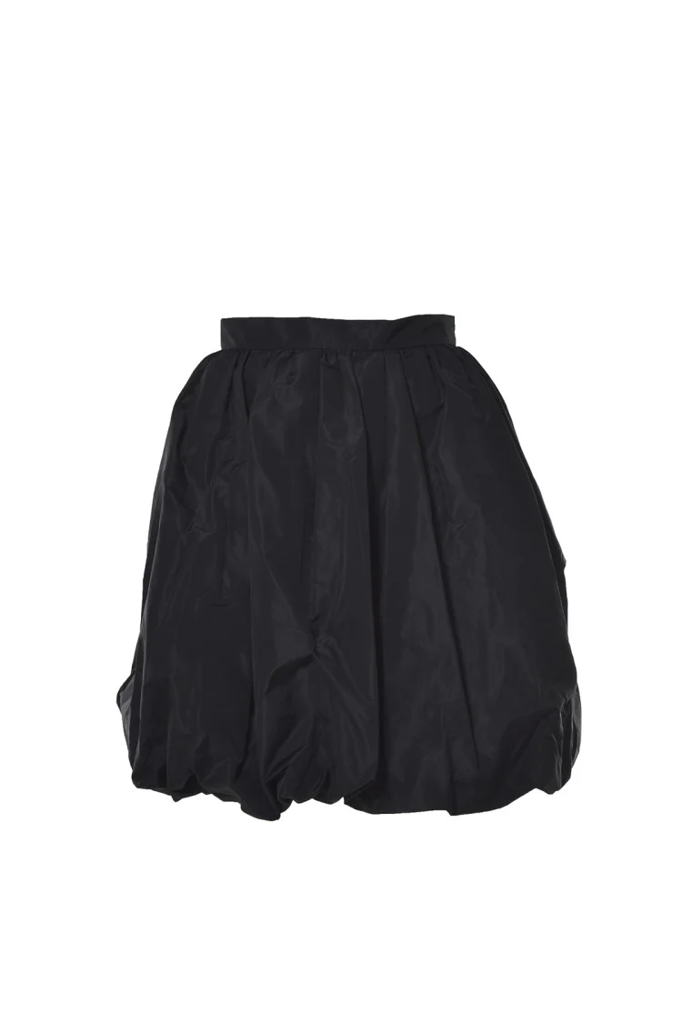 Black Nylon Flared Generous Skirt