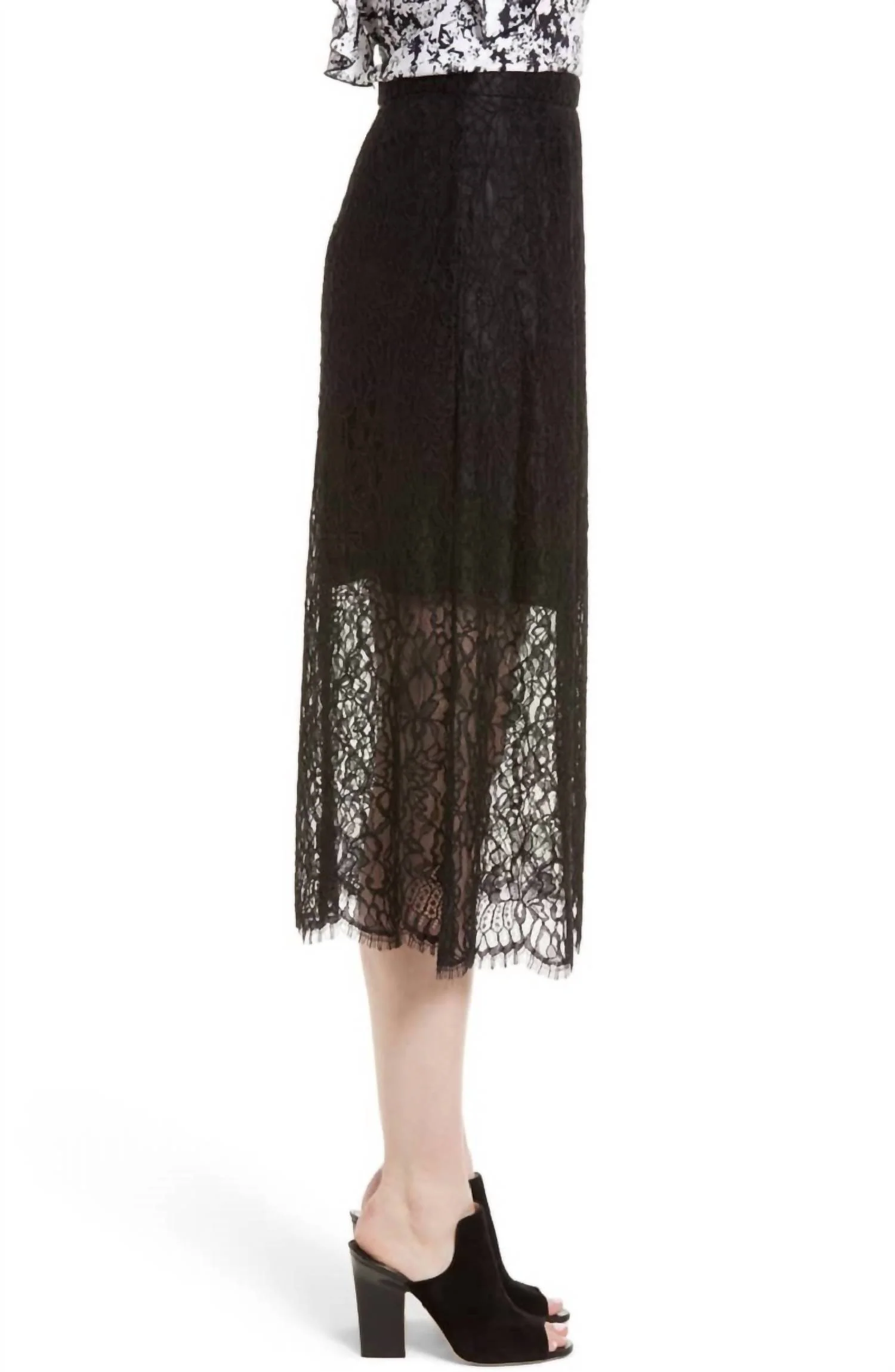 Lace Midi Skirt In Black