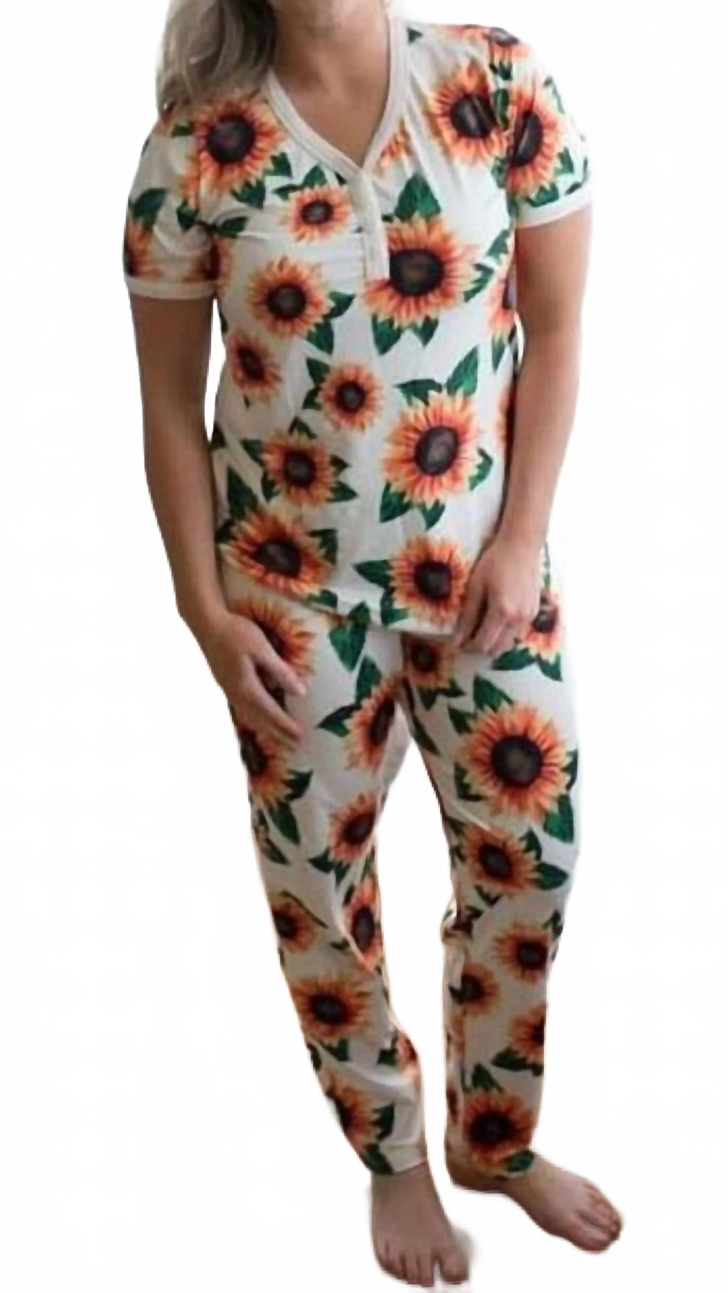 Sunflower Loungewear Set In White