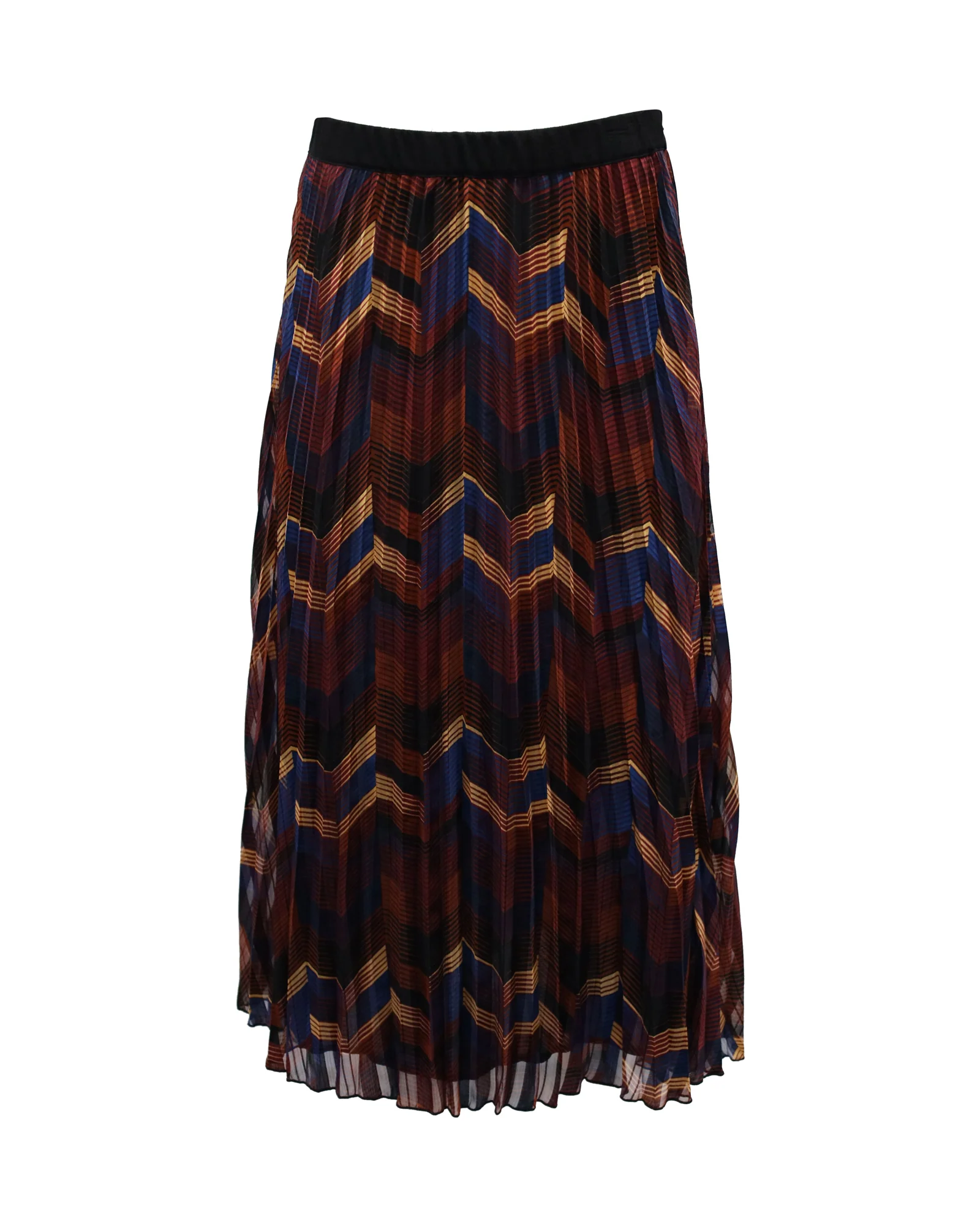Ba&sh Zigzag Print Pleated Midi Skirt in Multicolor Polyester