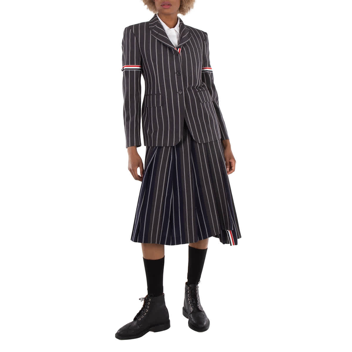 Thom Browne Knee Length Classic Pleated Skirt