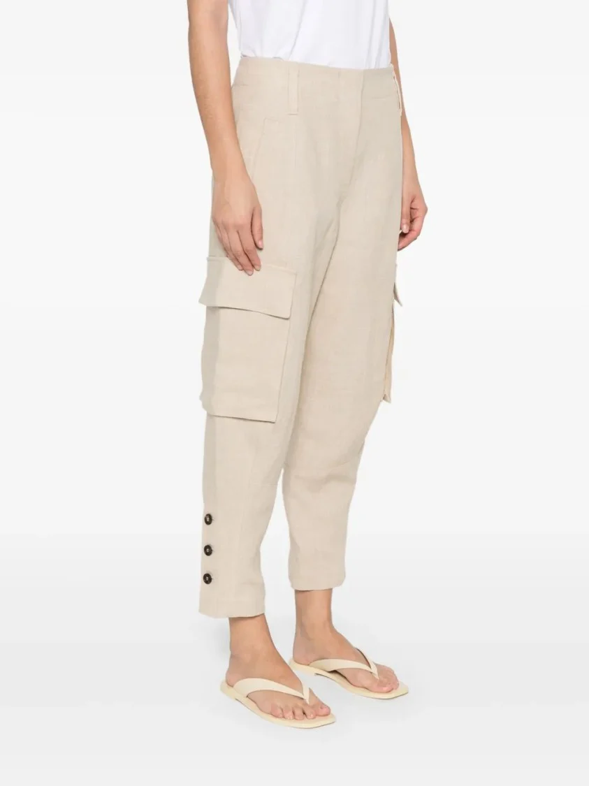 Relaxed Fit Linen Pants With Tapered Leg
