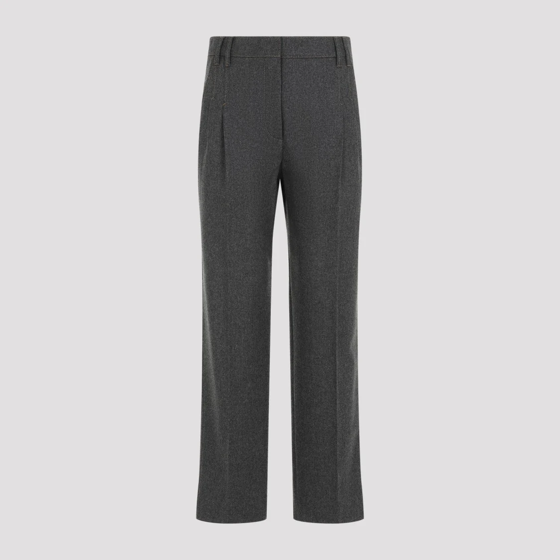 Cropped Flannel Grey Virgin Wool Pants