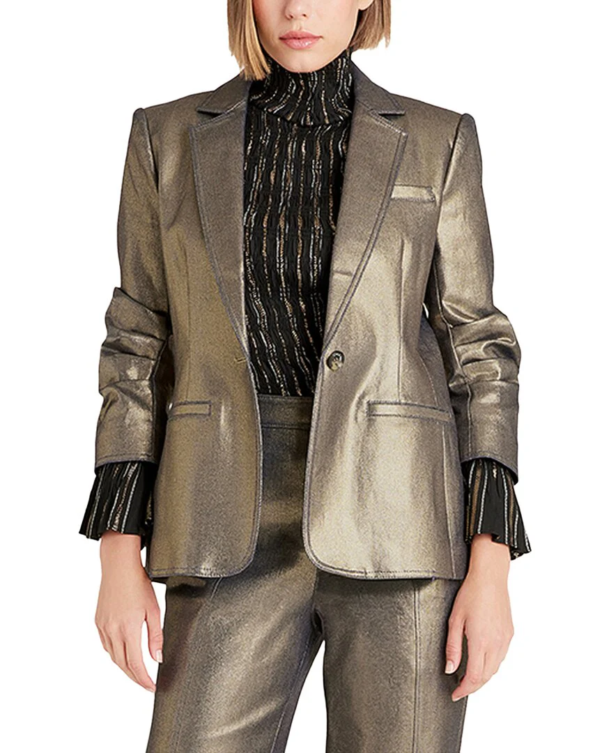 Cinq à Sept Gold Coated Khloe Blazer