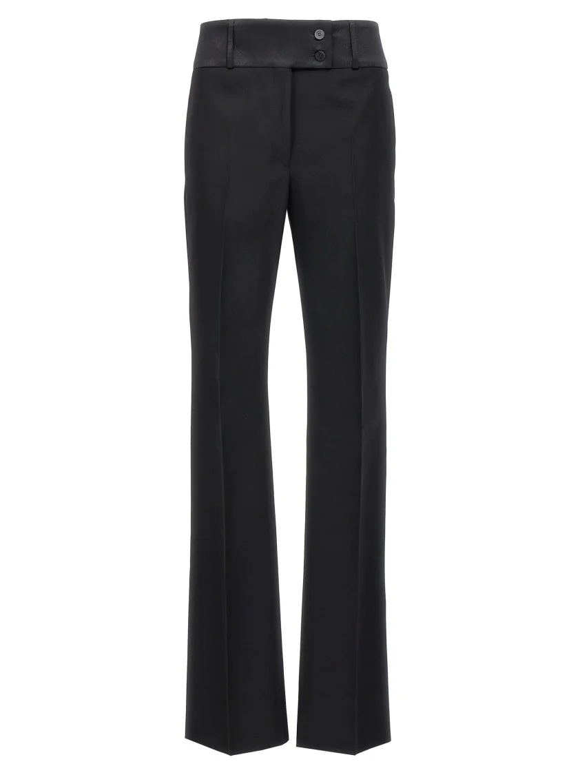 Virgin Wool Tuxedo Pants With Satin Waistband