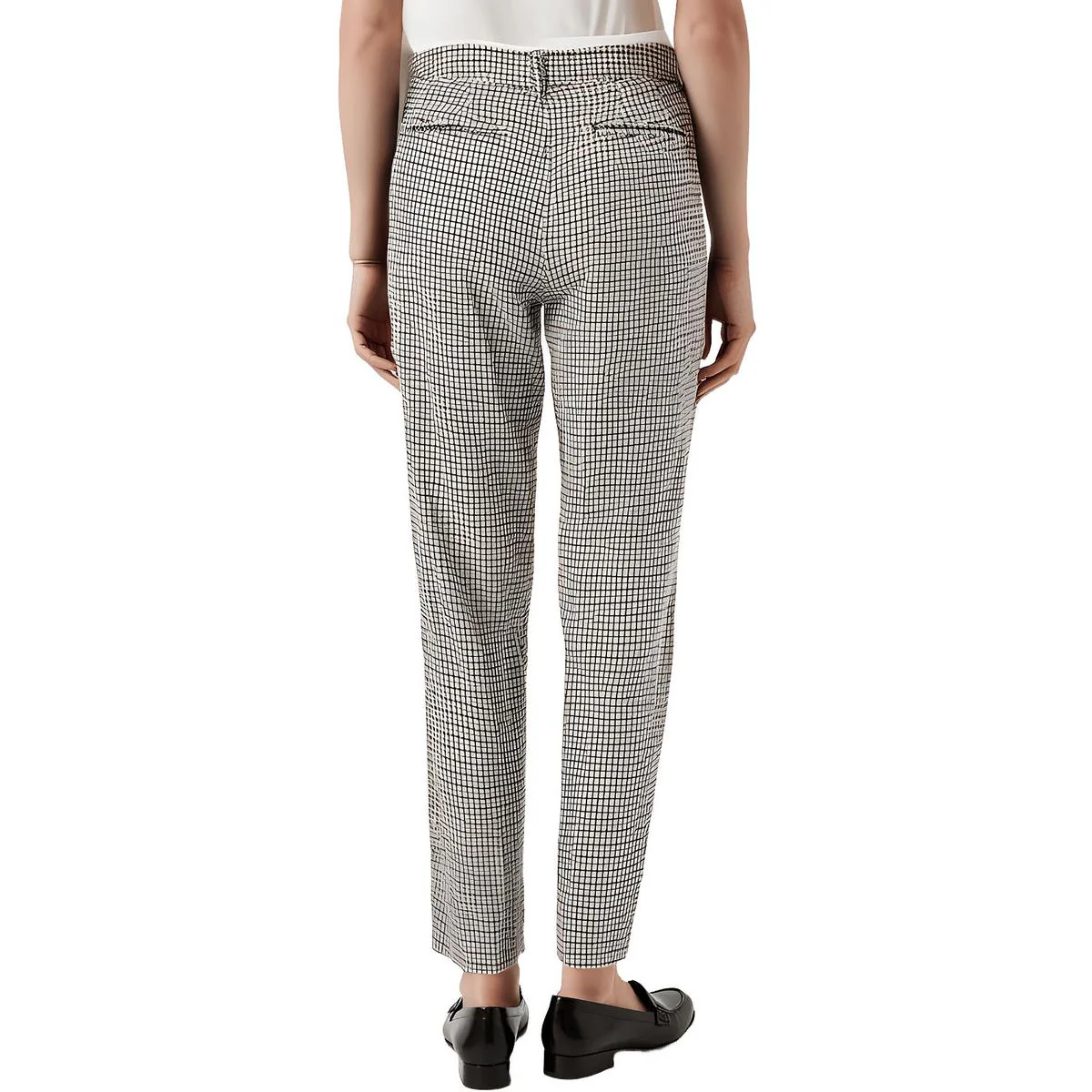 Womens Plaid Manmade Straight Leg Pants