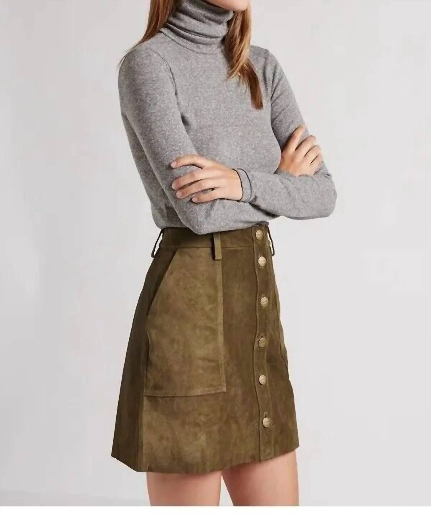 Leather Naval Suede Mini Skirt In Green