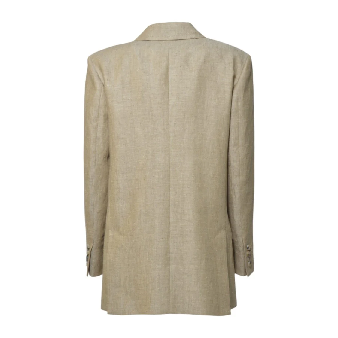 Beige Double Breasted Gerla Jacket In Linen