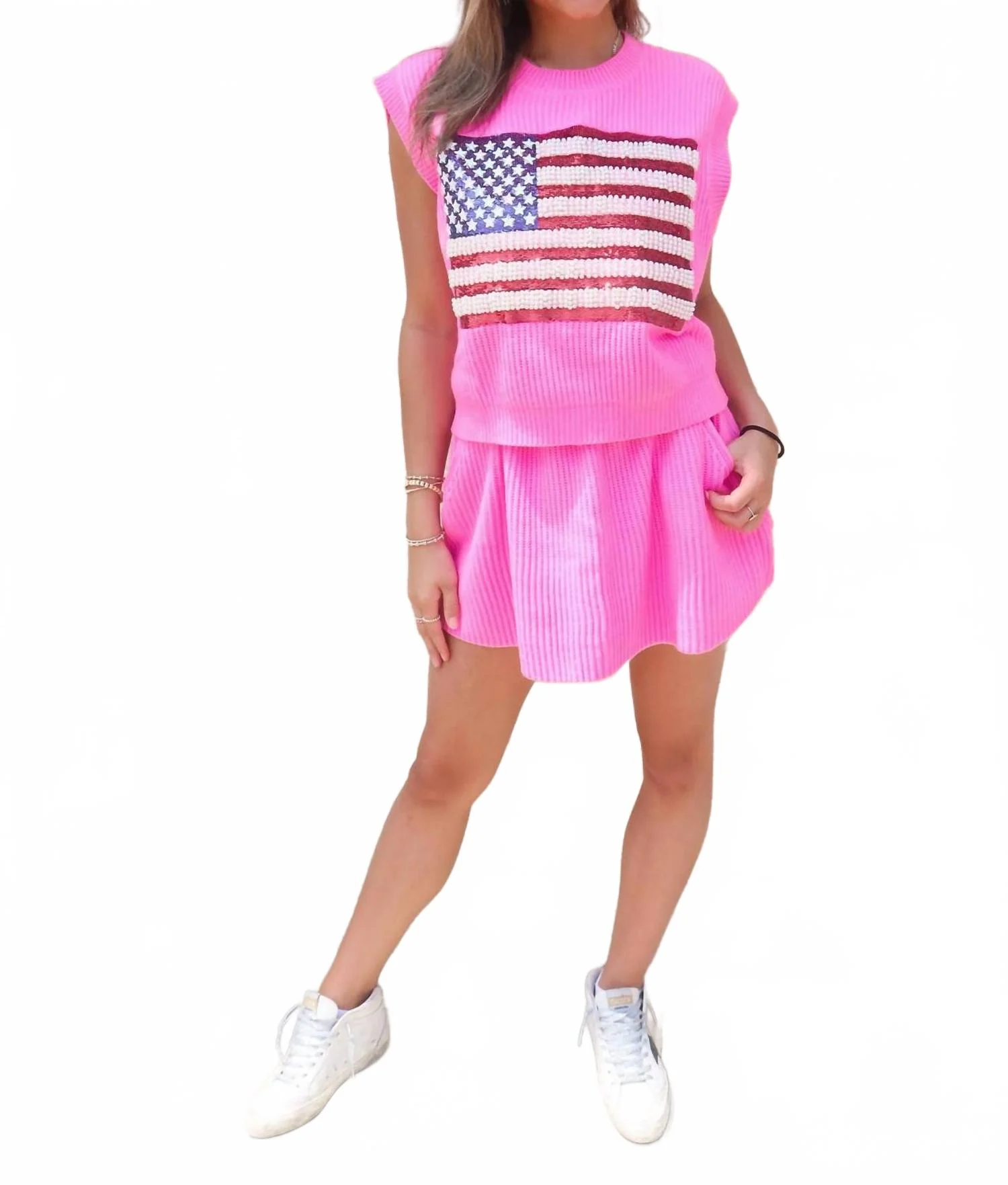 Flag Skirt In Hot Pink