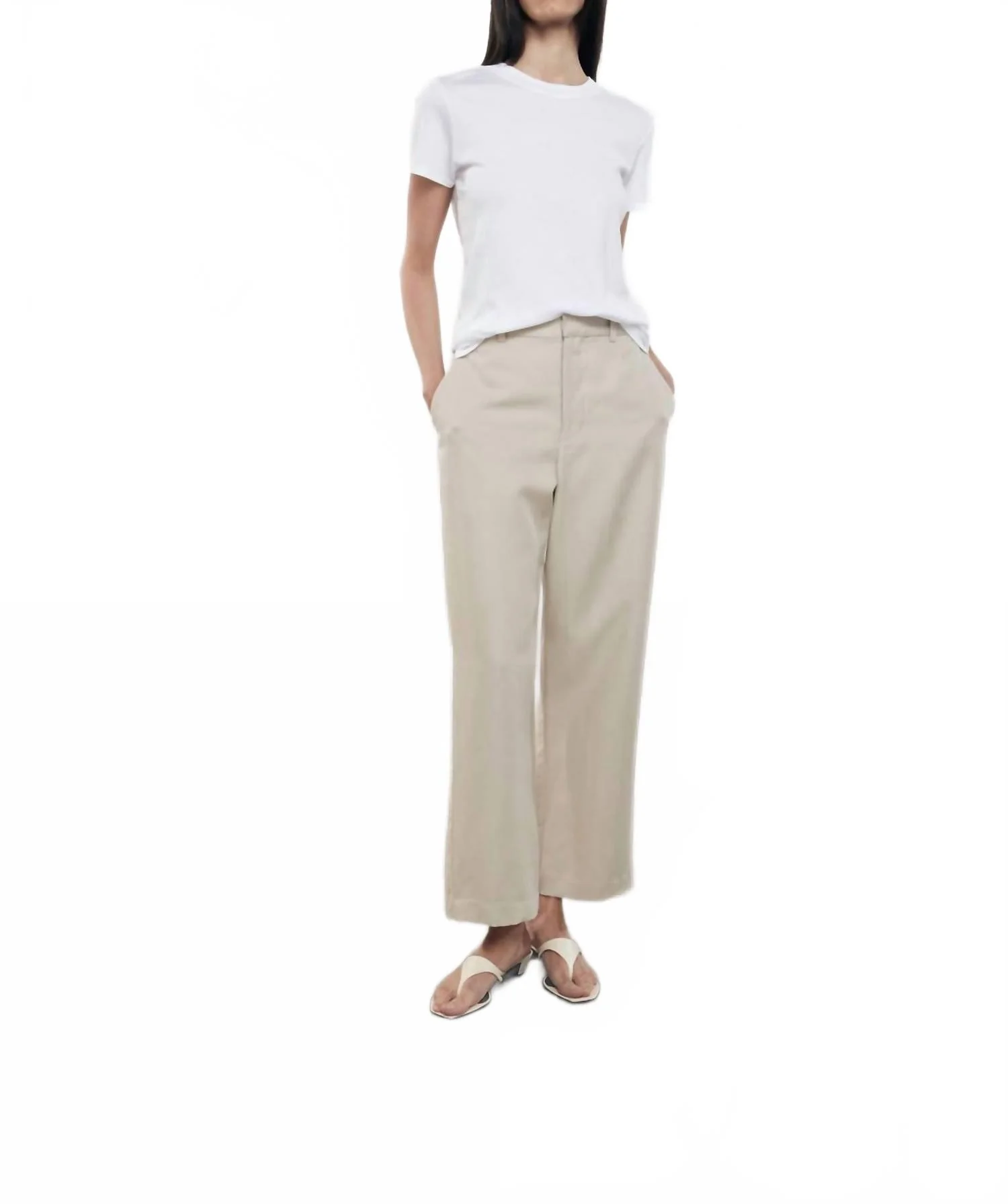 Twill Cropped Chino Pant In Stone