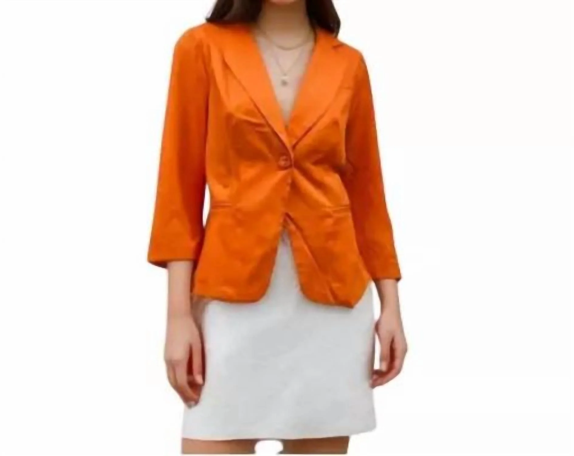 Cotton Blend Blazer In Orange