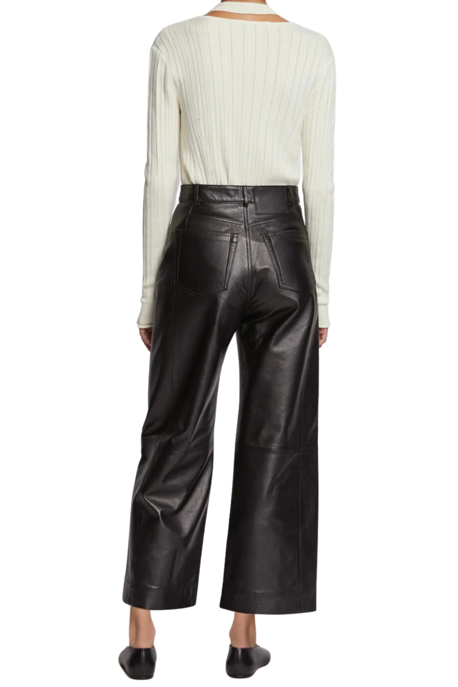 Leather Culotte Pants In Black
