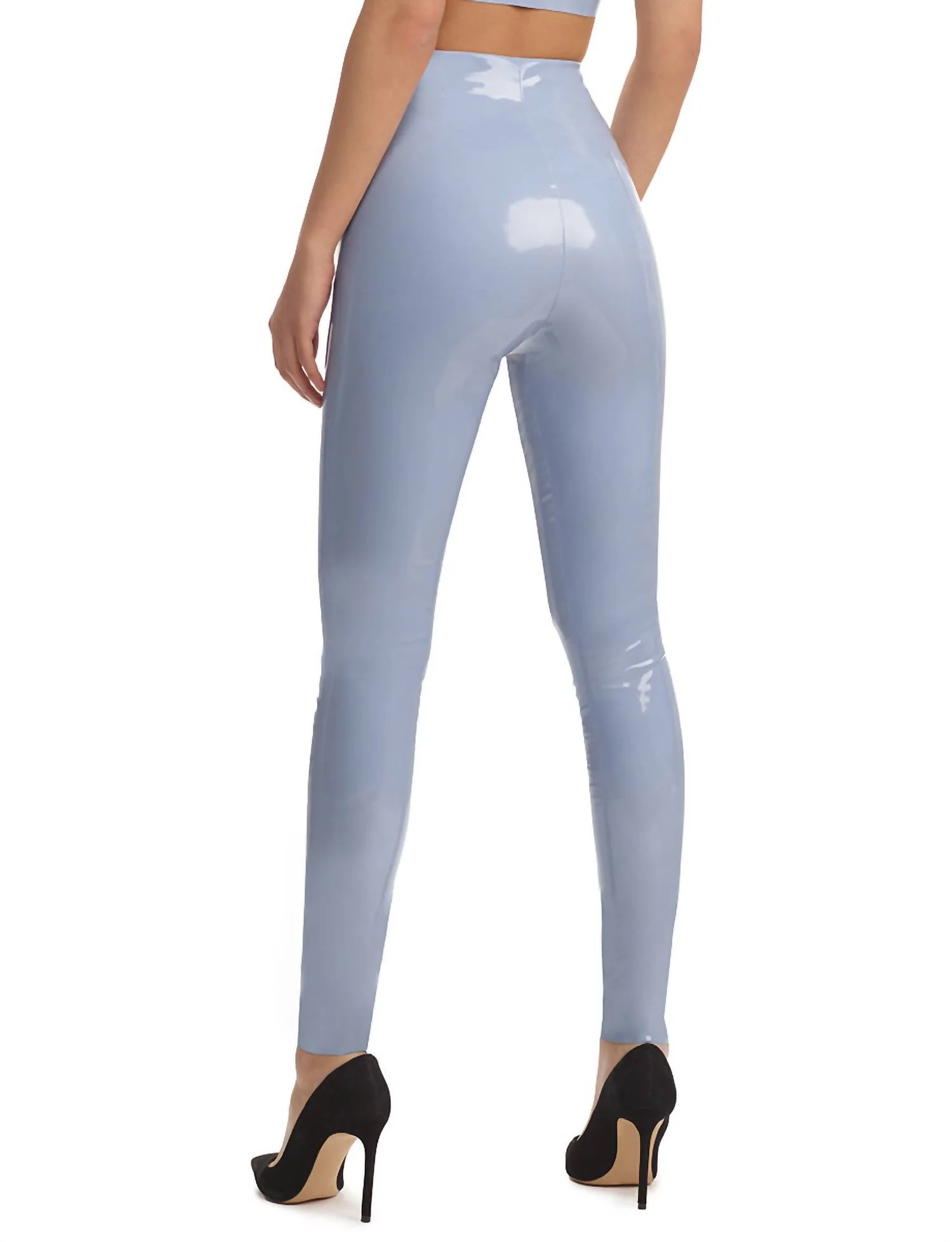 Faux Patent Leather Legging In Vintage Blue