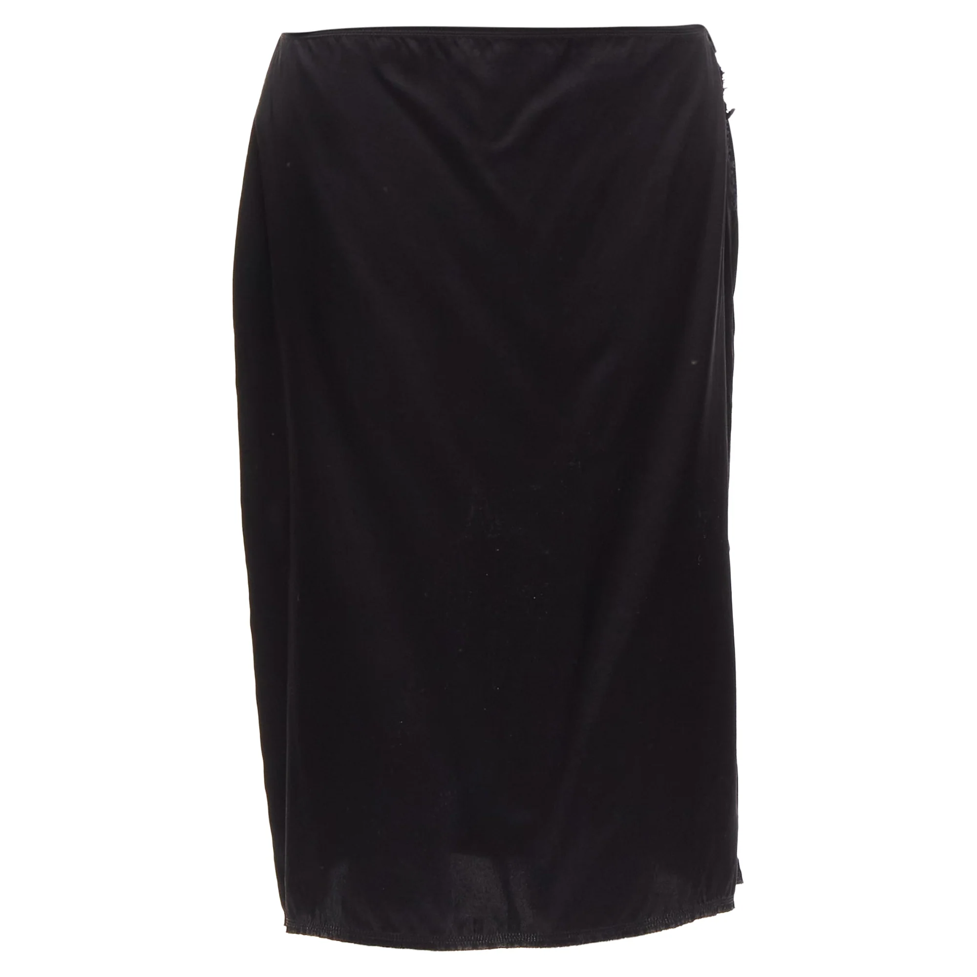 Lanvin silk raw edge fabric button low waist midi skirt