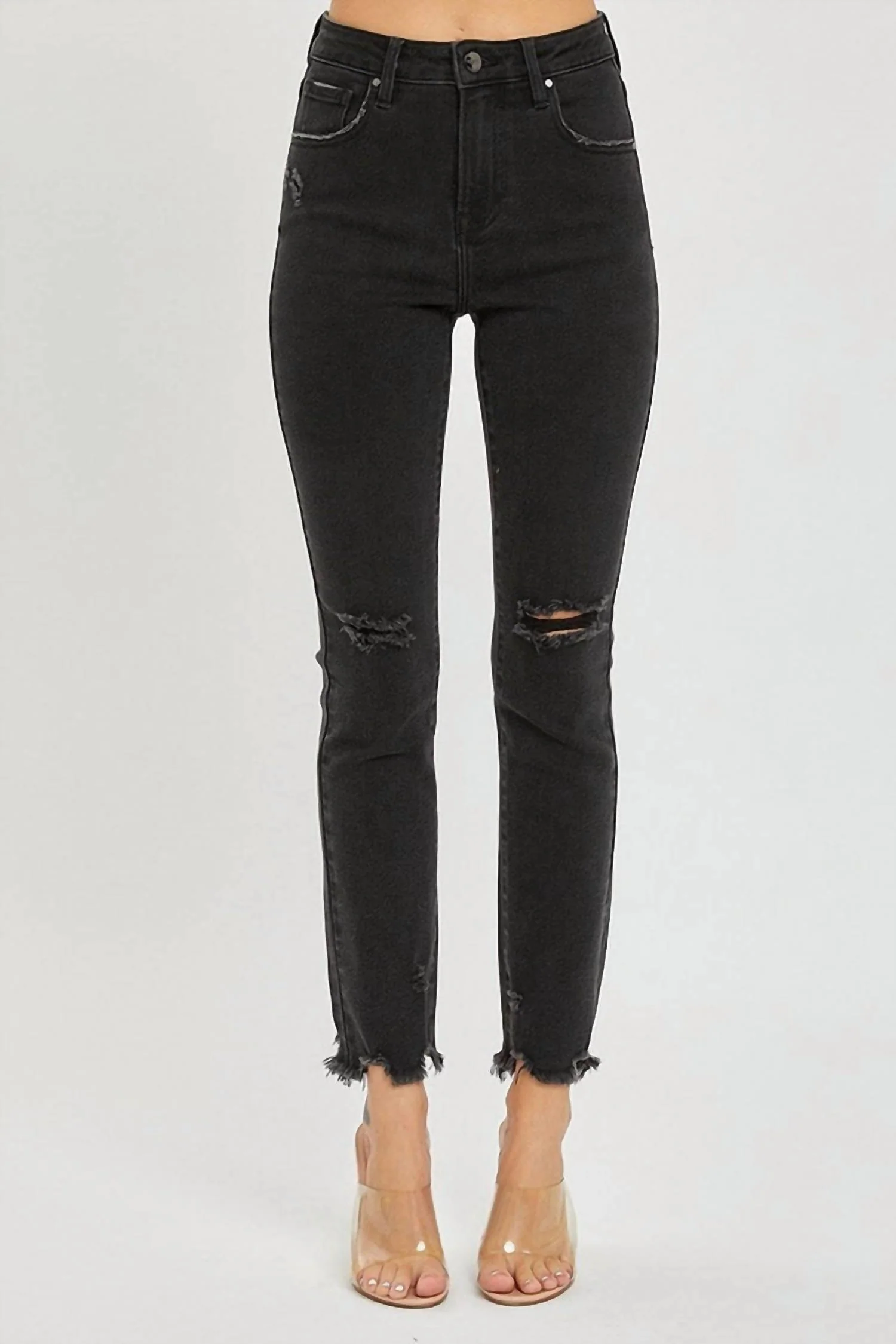 High Rise Slim Straight Leg Jean In Black