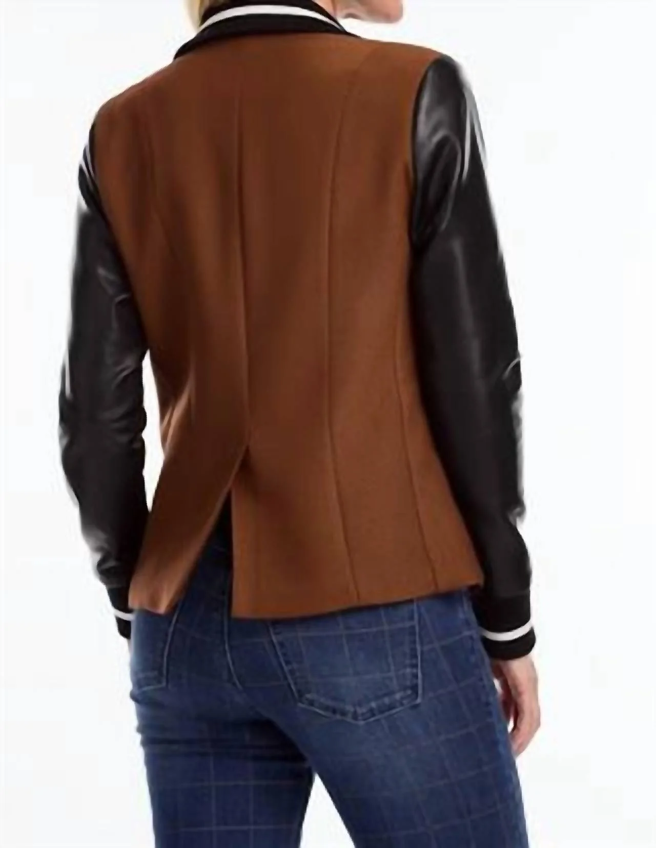 Mixed Media Blazer In Espresso