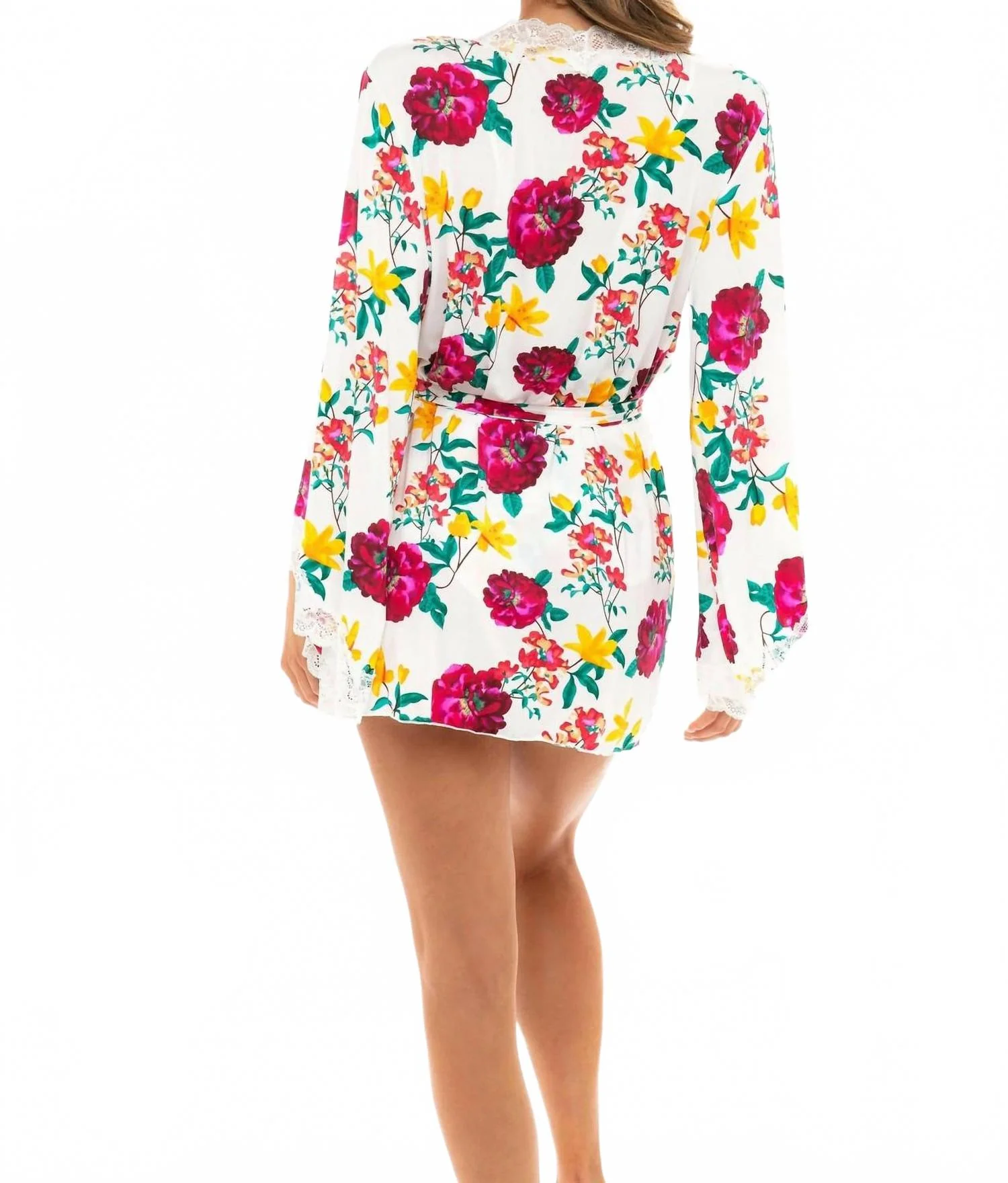 Reina Robe In White Floral Print