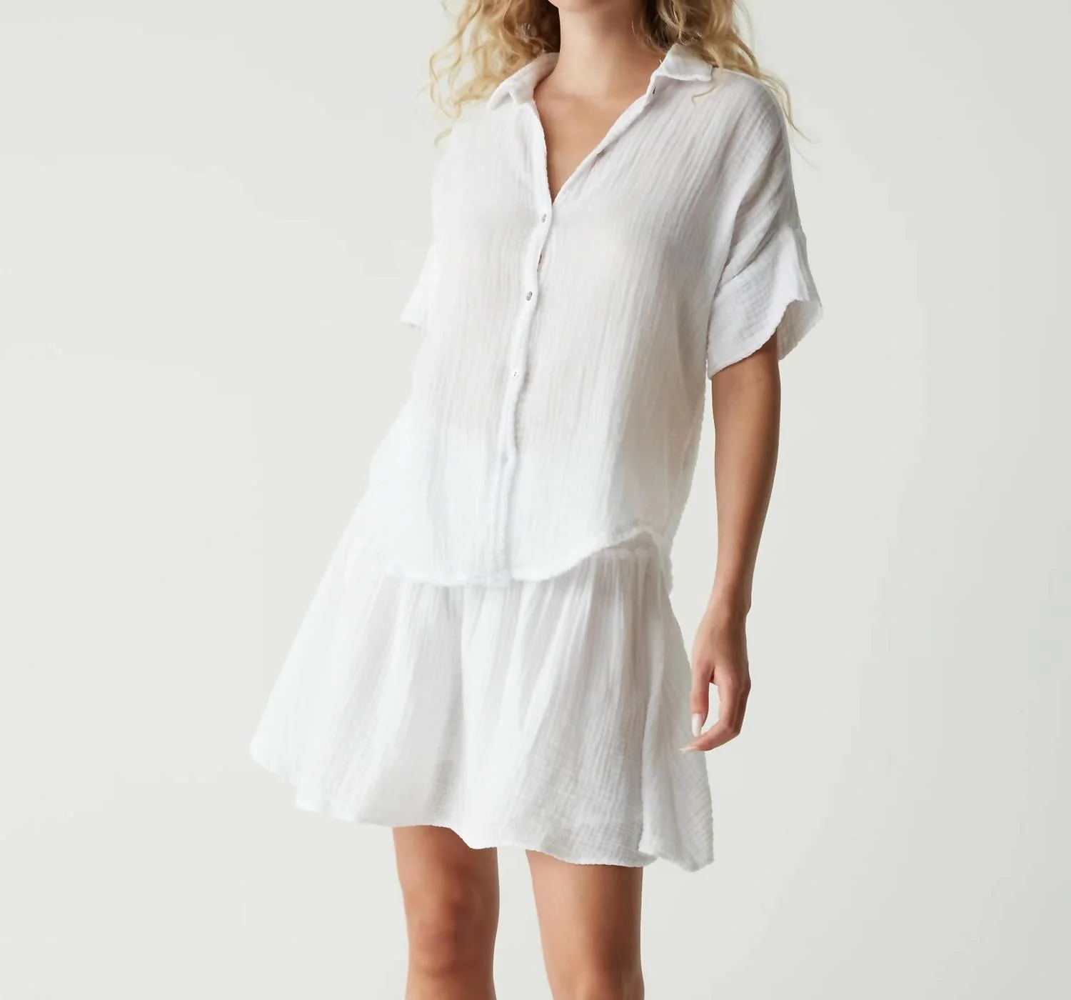 Havana Smocked Gauze Skirt In White