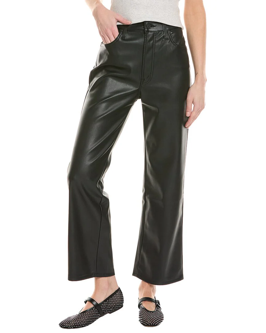 MOTHER The Rambler Zip Ankle Black Wide Straight Leg Jean