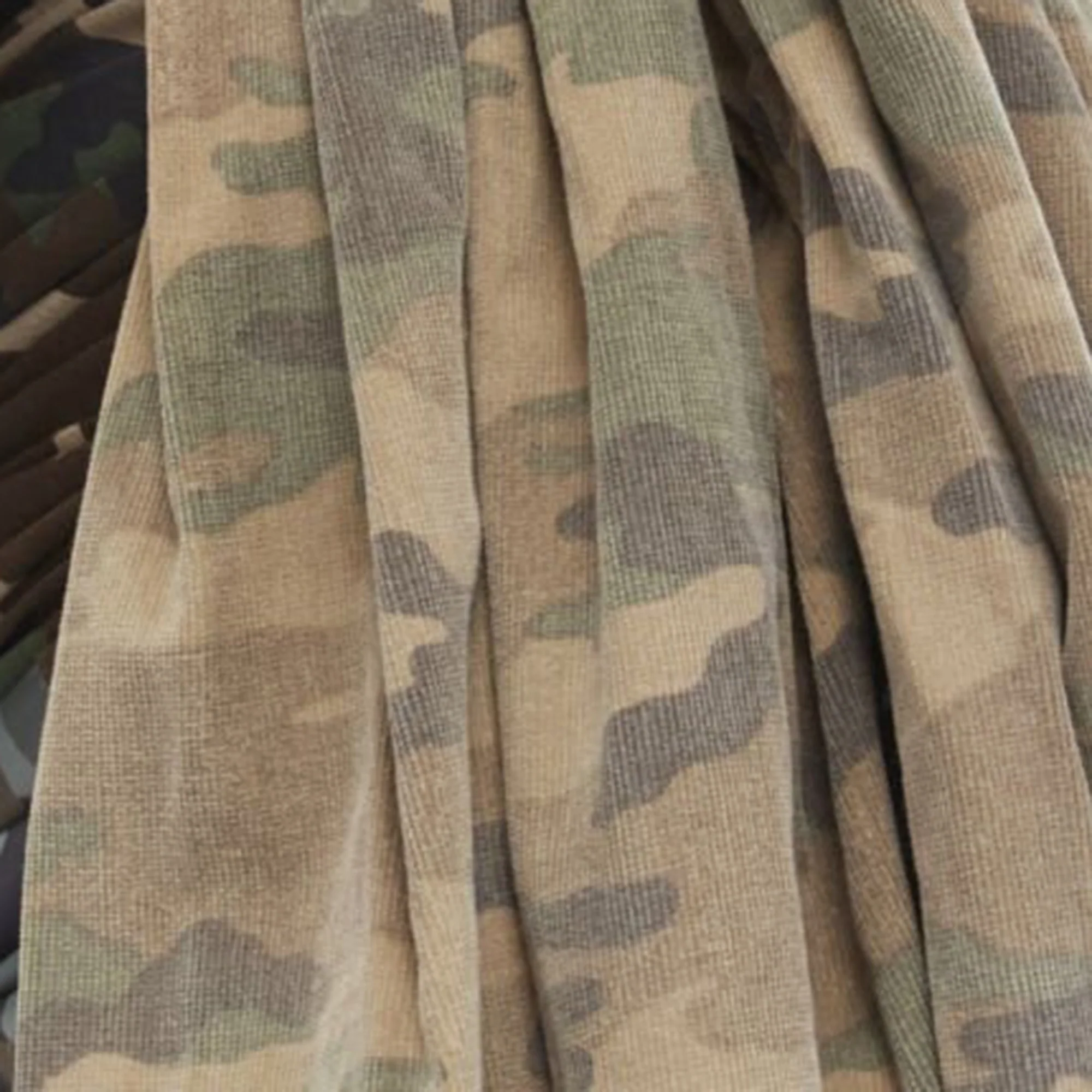 Comme Des Garcons Mixed Cotton Nylon Camo Ruched Skirt