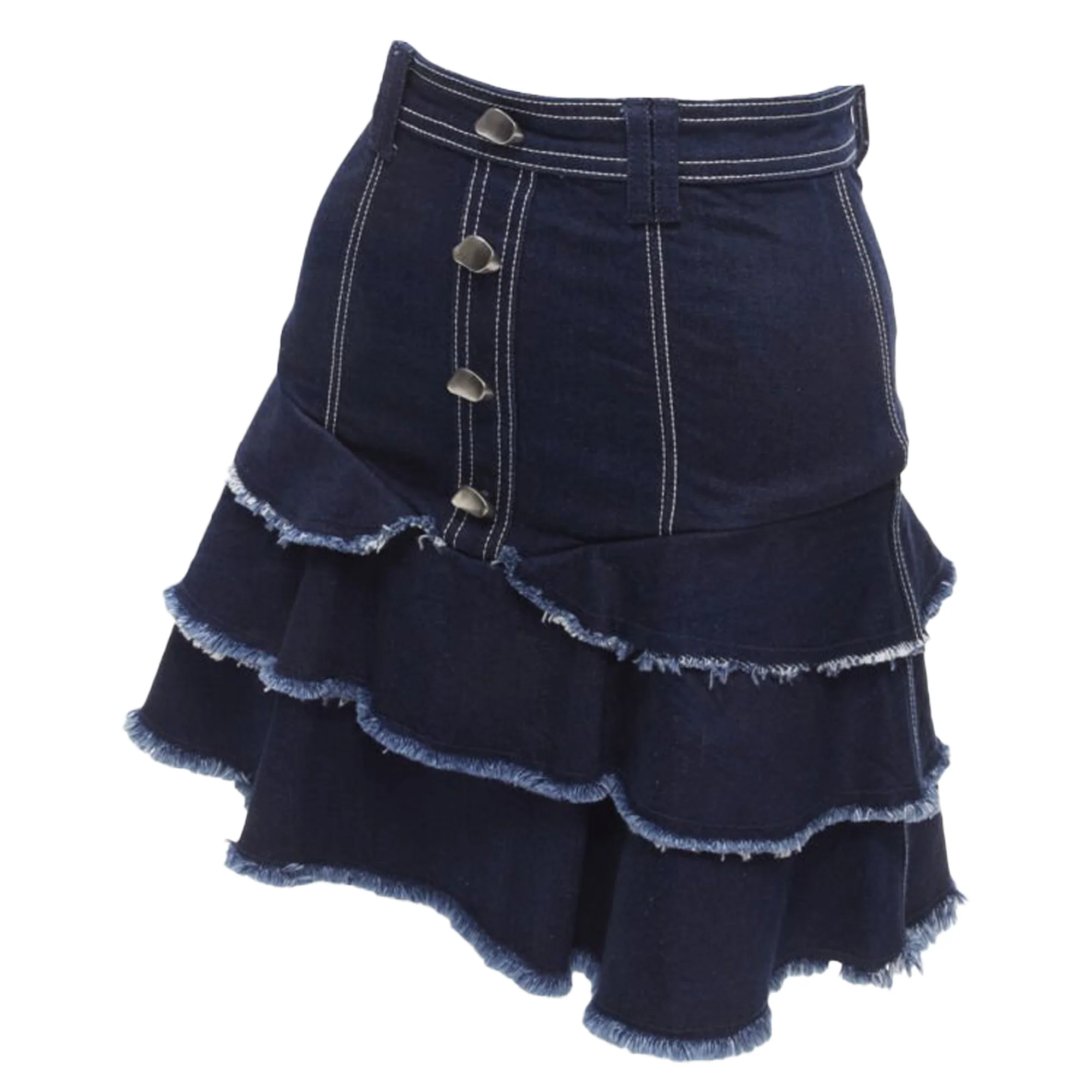 Aje hamme silver buttons ayed edge tie denim skirt