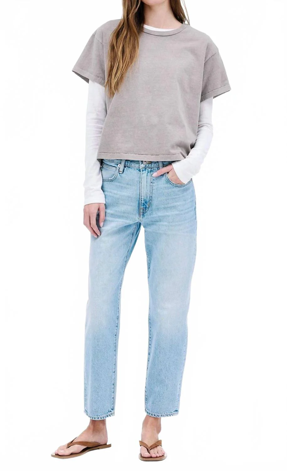 Amber Vintage Mid Rise Jeans In Sliver Springs Blue