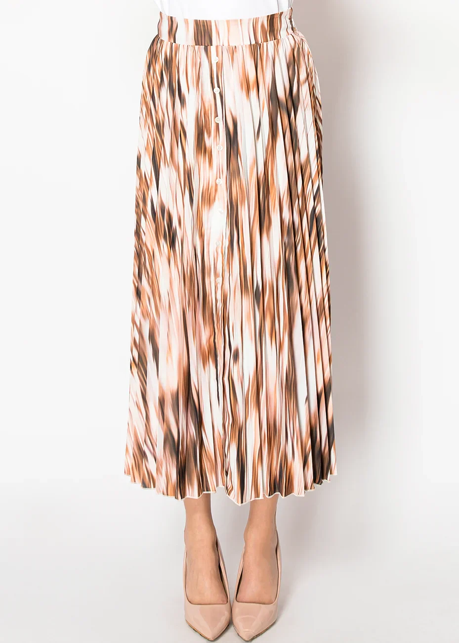 Brown Pleated Skirt