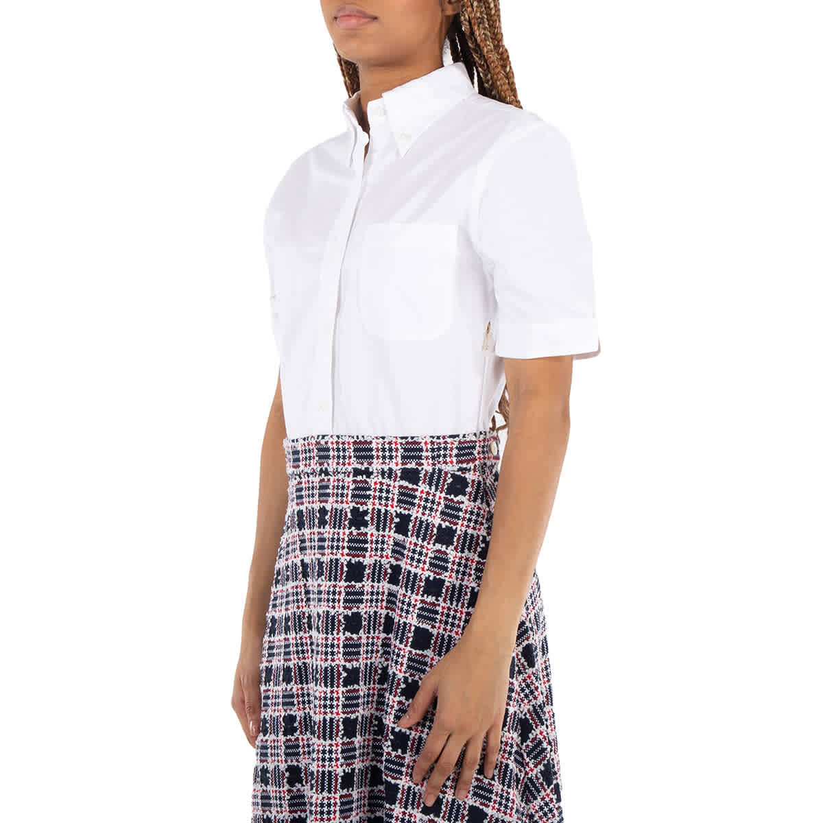 Thom Browne Tweed Prince Of Wales Check Shirt Dress