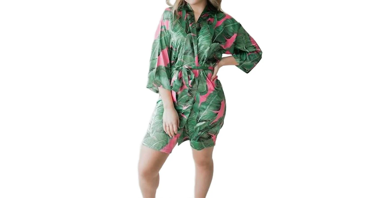 Palm Leaf Bridesmaid Robe In Oasis Pink