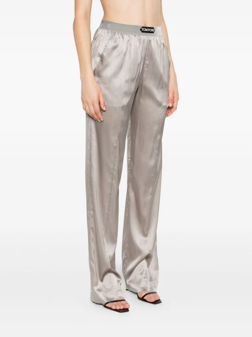 Wide-Leg Trousers With Satin Finish