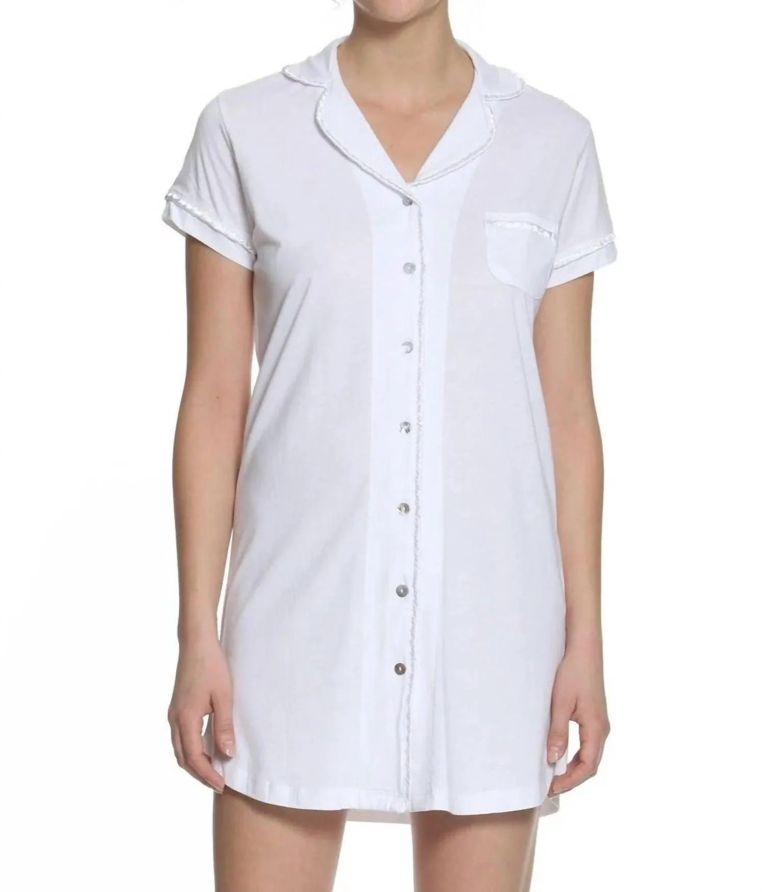 Sophie Basic Short Sleeve Nightshirt In White