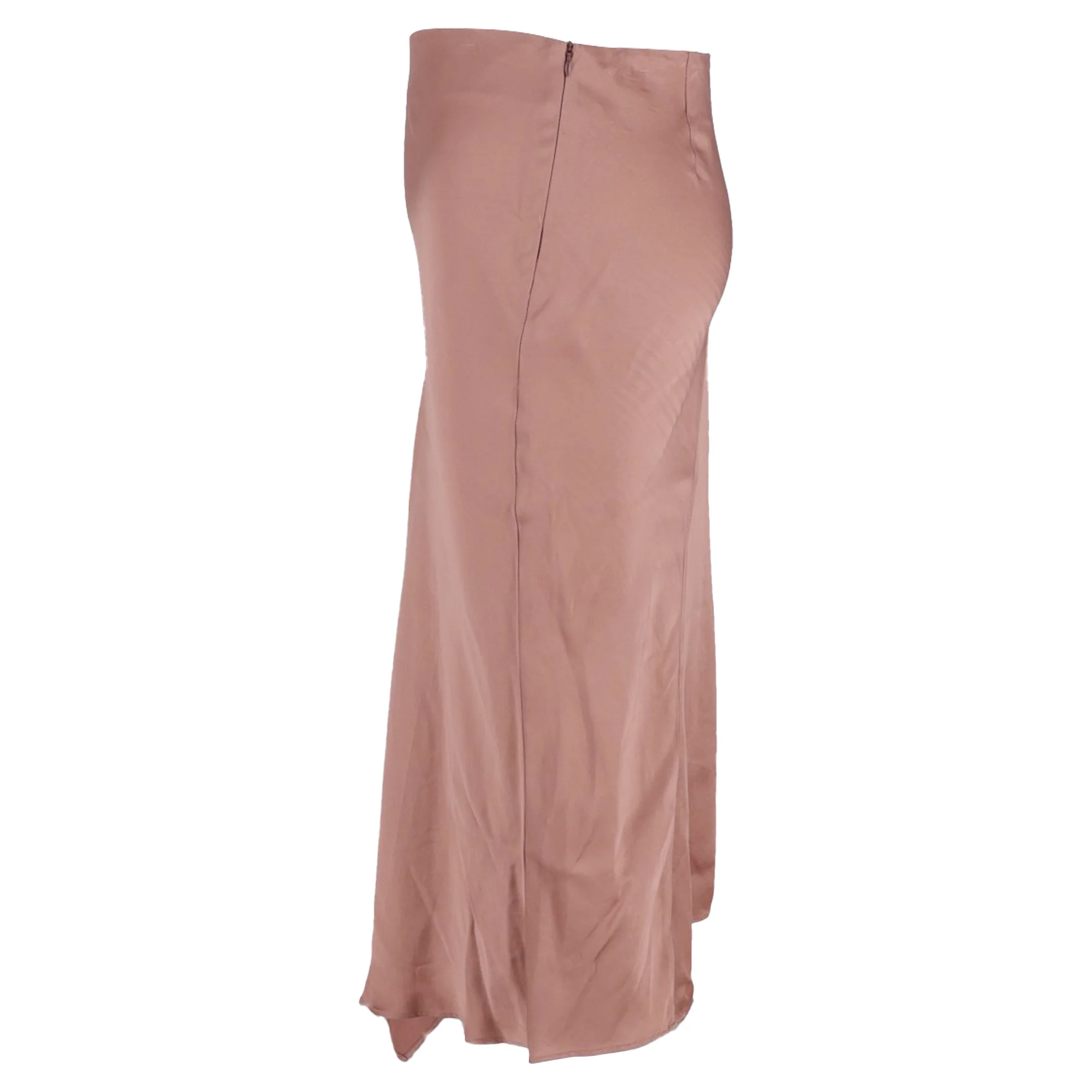 Brunello Cucinelli Asymmetric Midi Skirt in Pink Satin