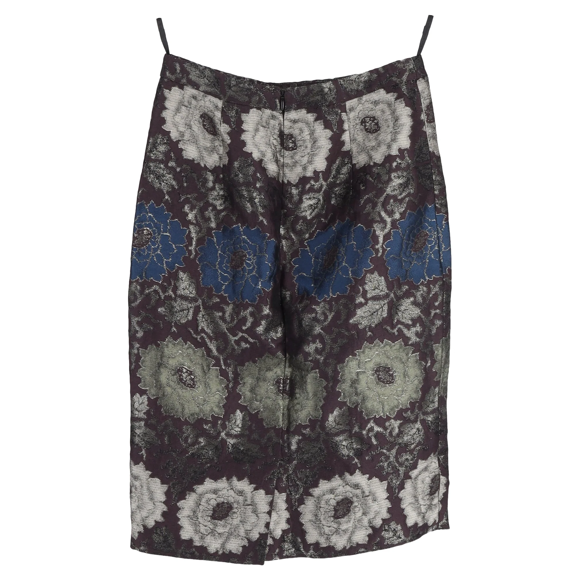 Etro Floral Print Jacquard Knee Length Skirt in Multicolor Polyester
