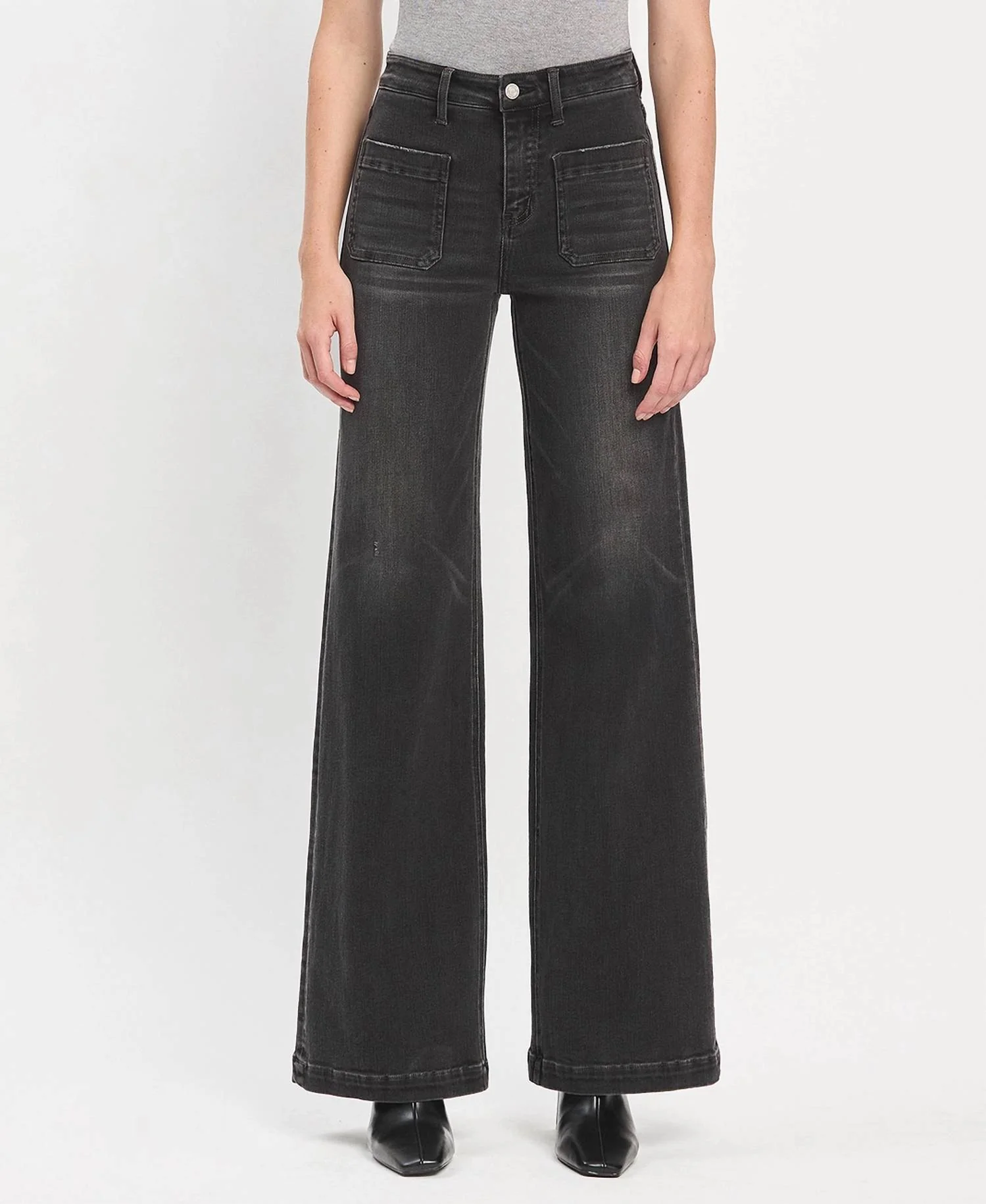 High Rise Wide Trouser Jeans In Engross