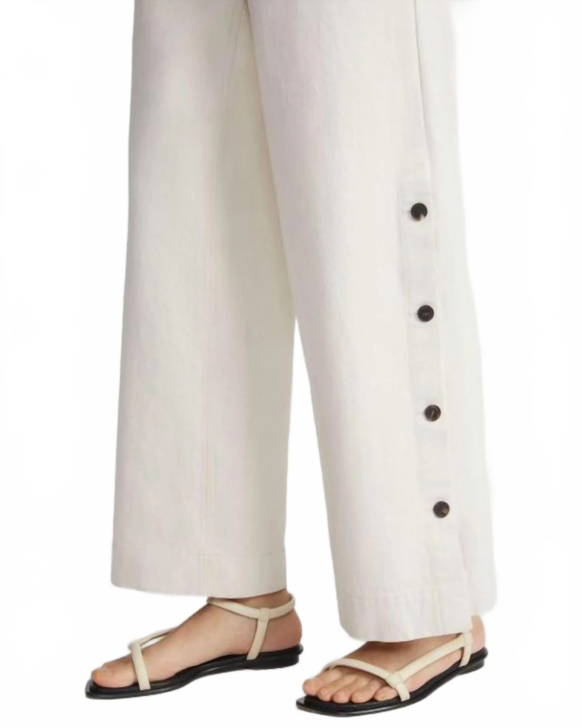 Split Leg Jean With Buttons In White