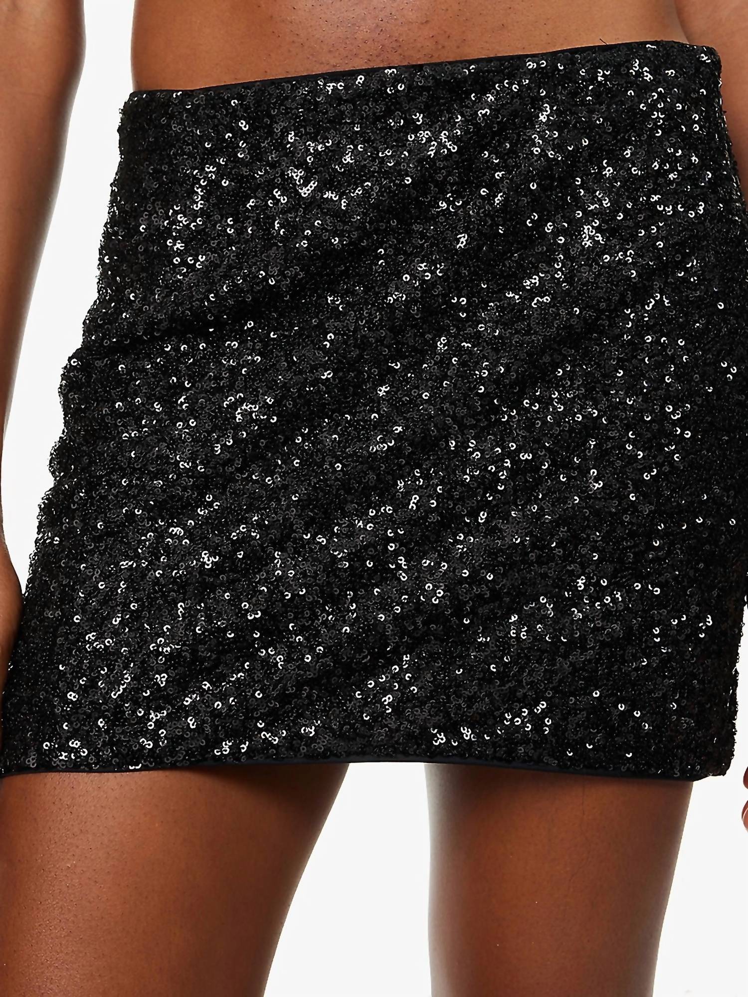 Sequin Mini Skirt In Black