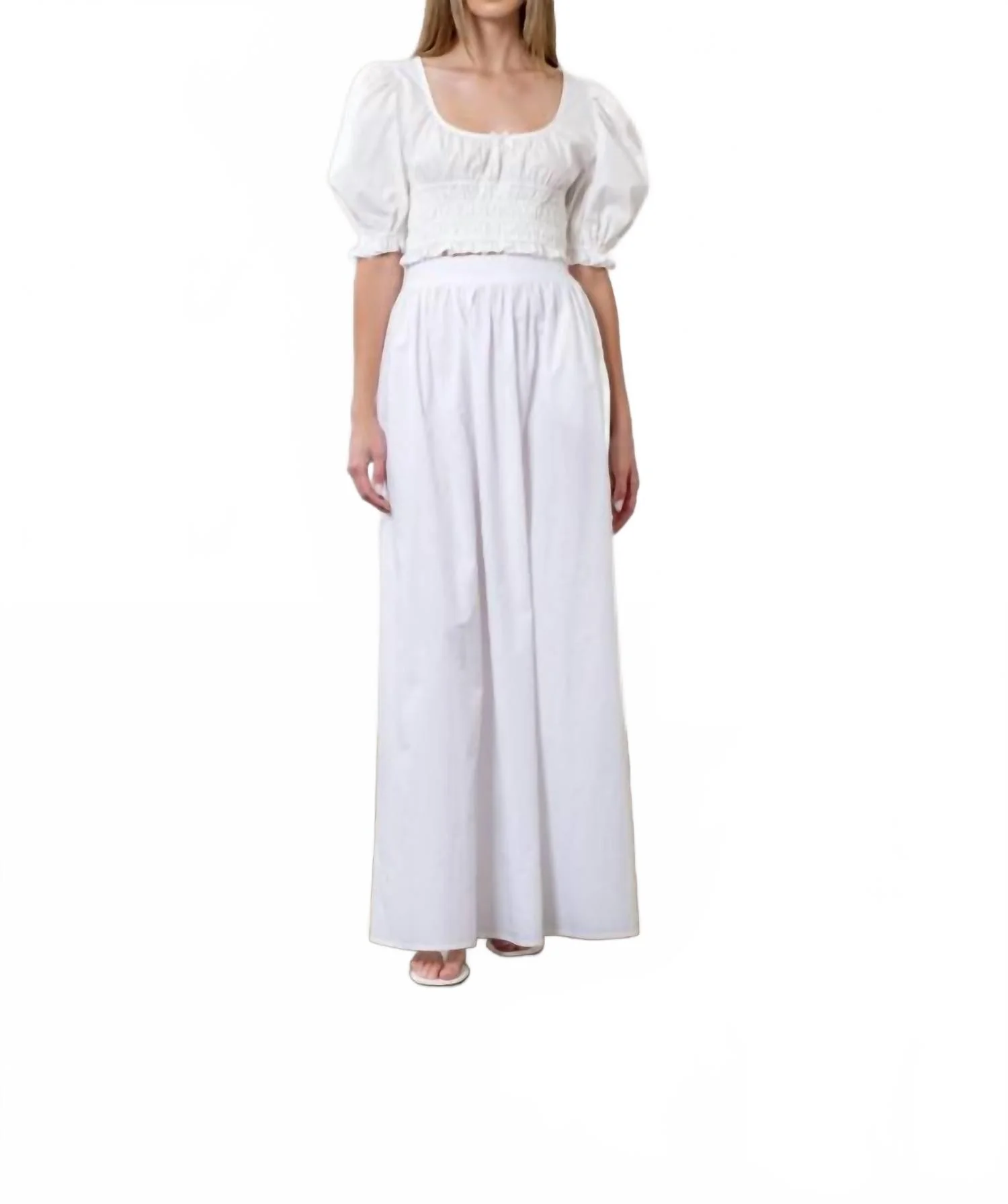 Cotton Midi Skirt In White