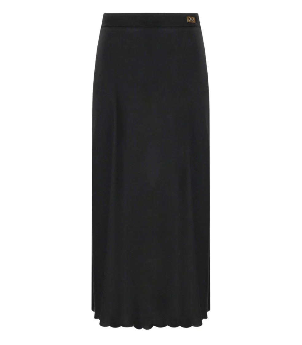 Black Satin Midi Skirt