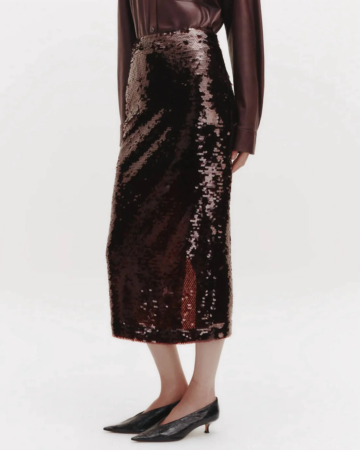 Women's Sylkie Skirt With Paillettes In Hot Fudge