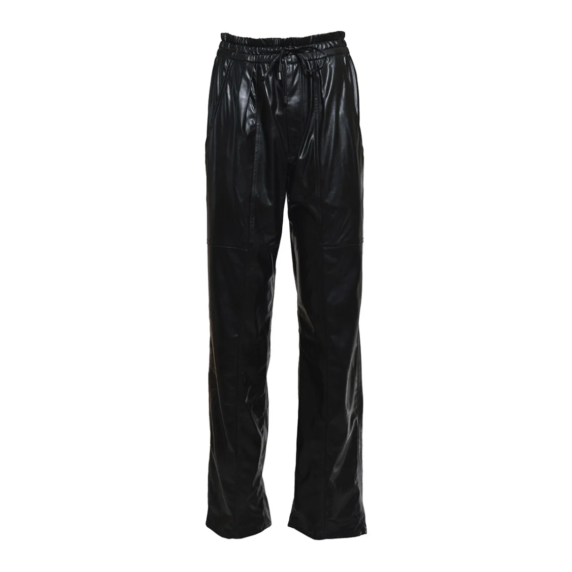 Brina Straight Leg Pants In Black Faux Leather