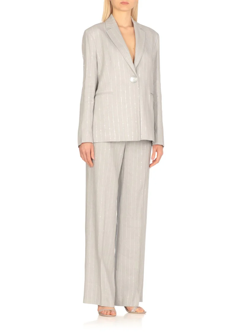 Grey Viscose And Linen Gaia Jacket