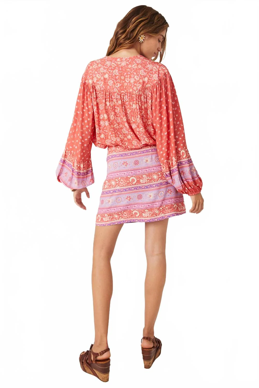 Sunshine Bandit Wrap Mini Skirt In Cayenne