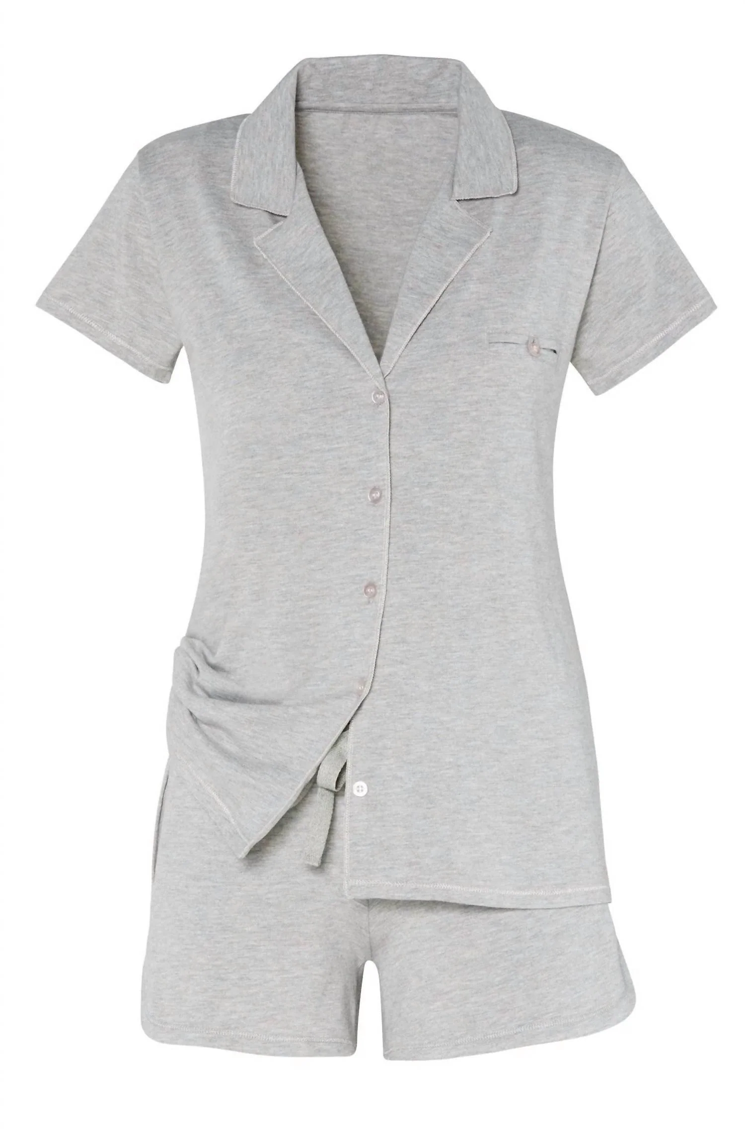 Brenda Short Pajama Set In Heather Gray