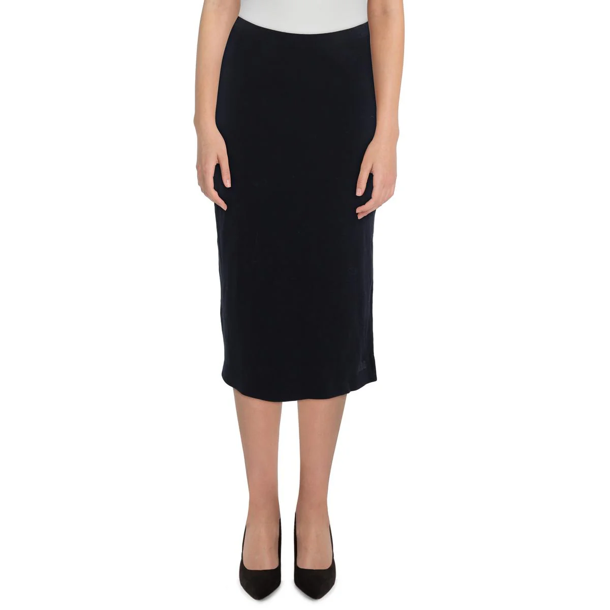 Womens Ribbed Ribbed Knit Midi Skirt