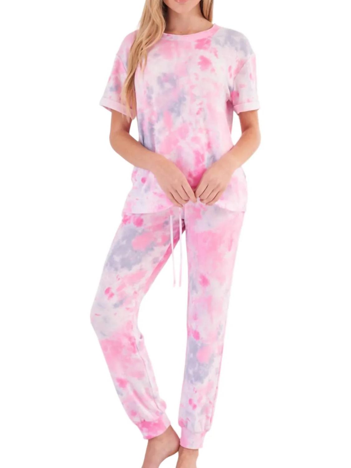 Tamara Tie Dye Loungewear Set In Pink
