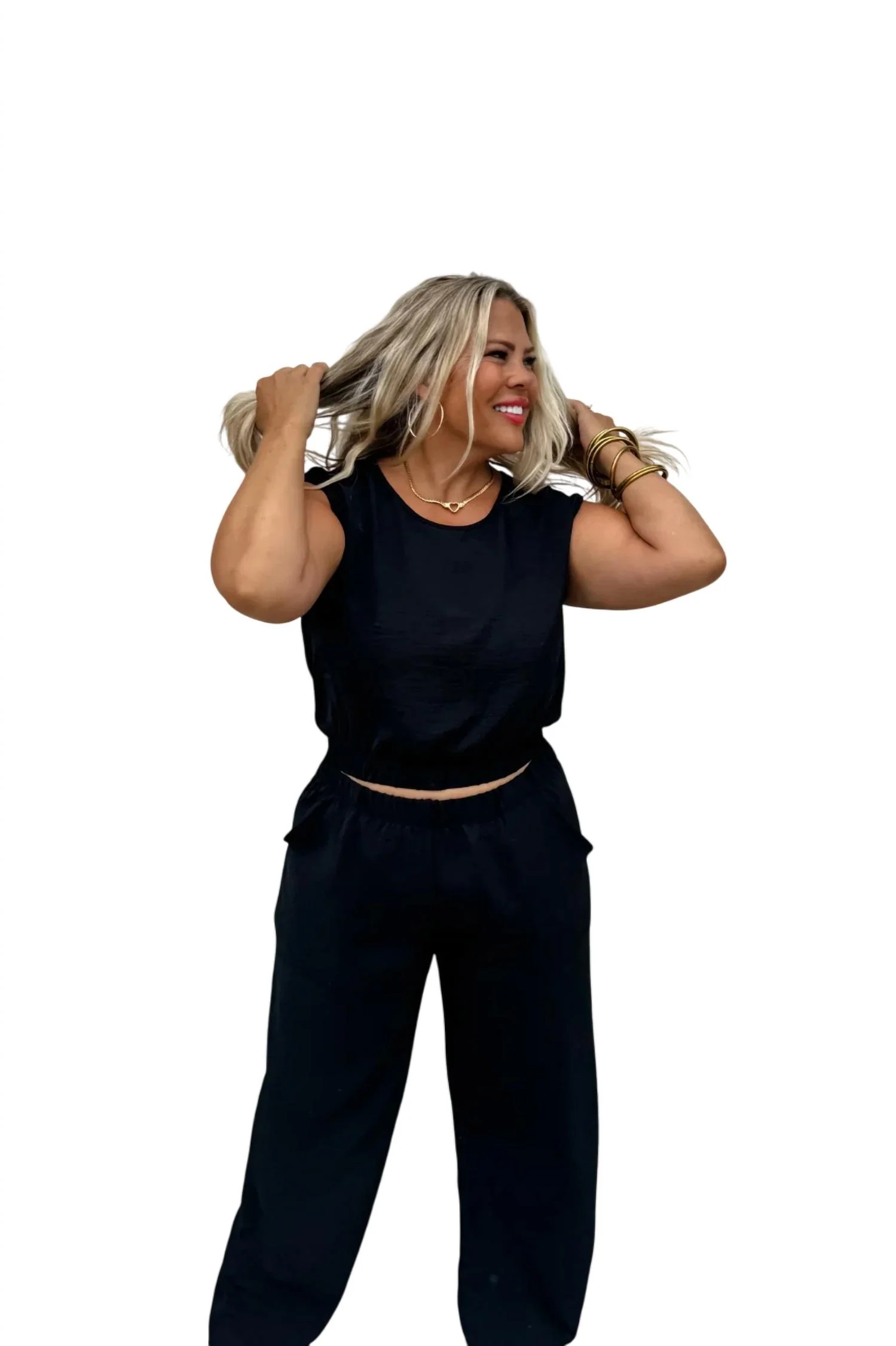 Two Piece Pant Set In Black