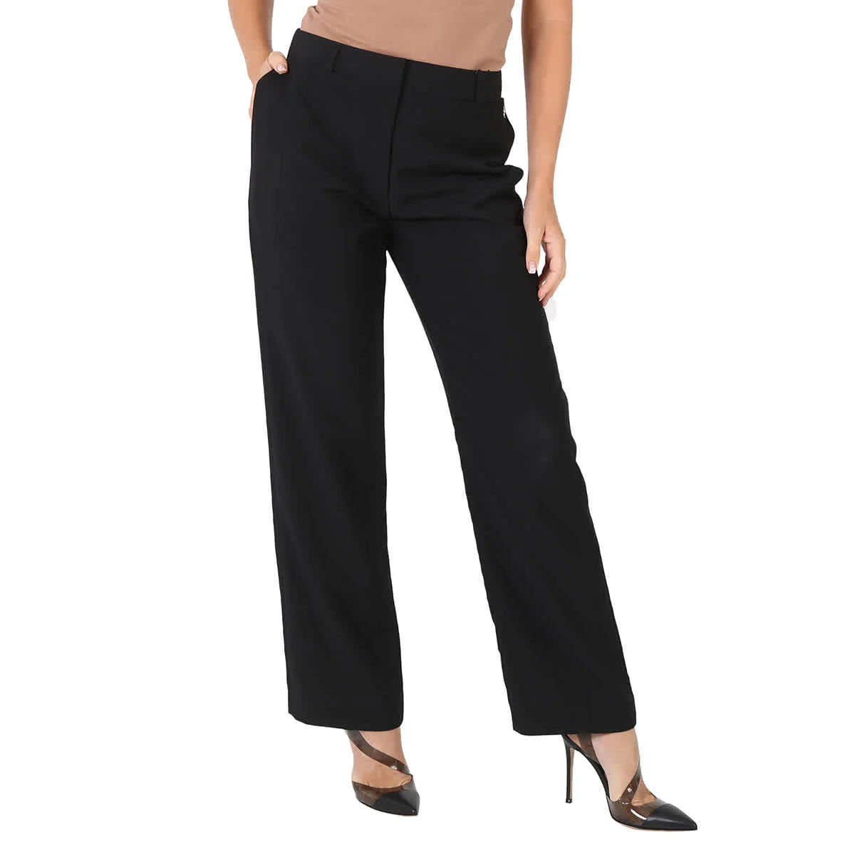 Burberry Black Pocket Detail Wool Mohair Tailored Trousers