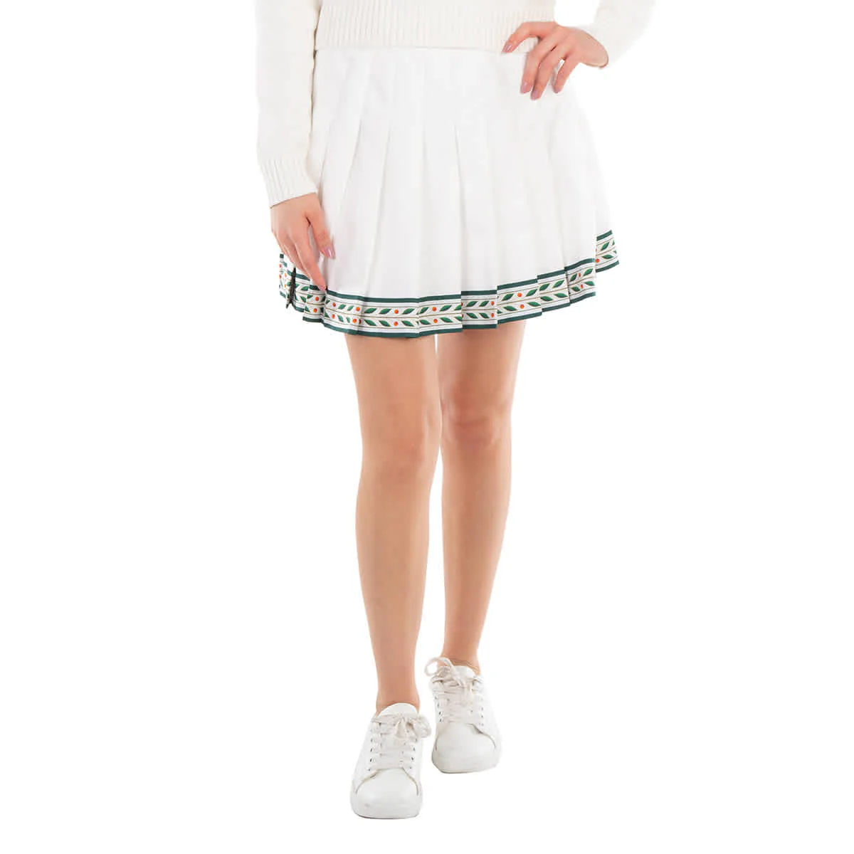 Casablanca Ladies White Pleated Silk Miniskirt