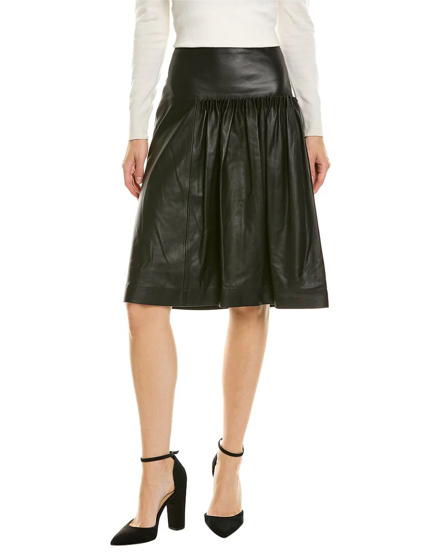 Ferragamo Leather Knee Length Skirt