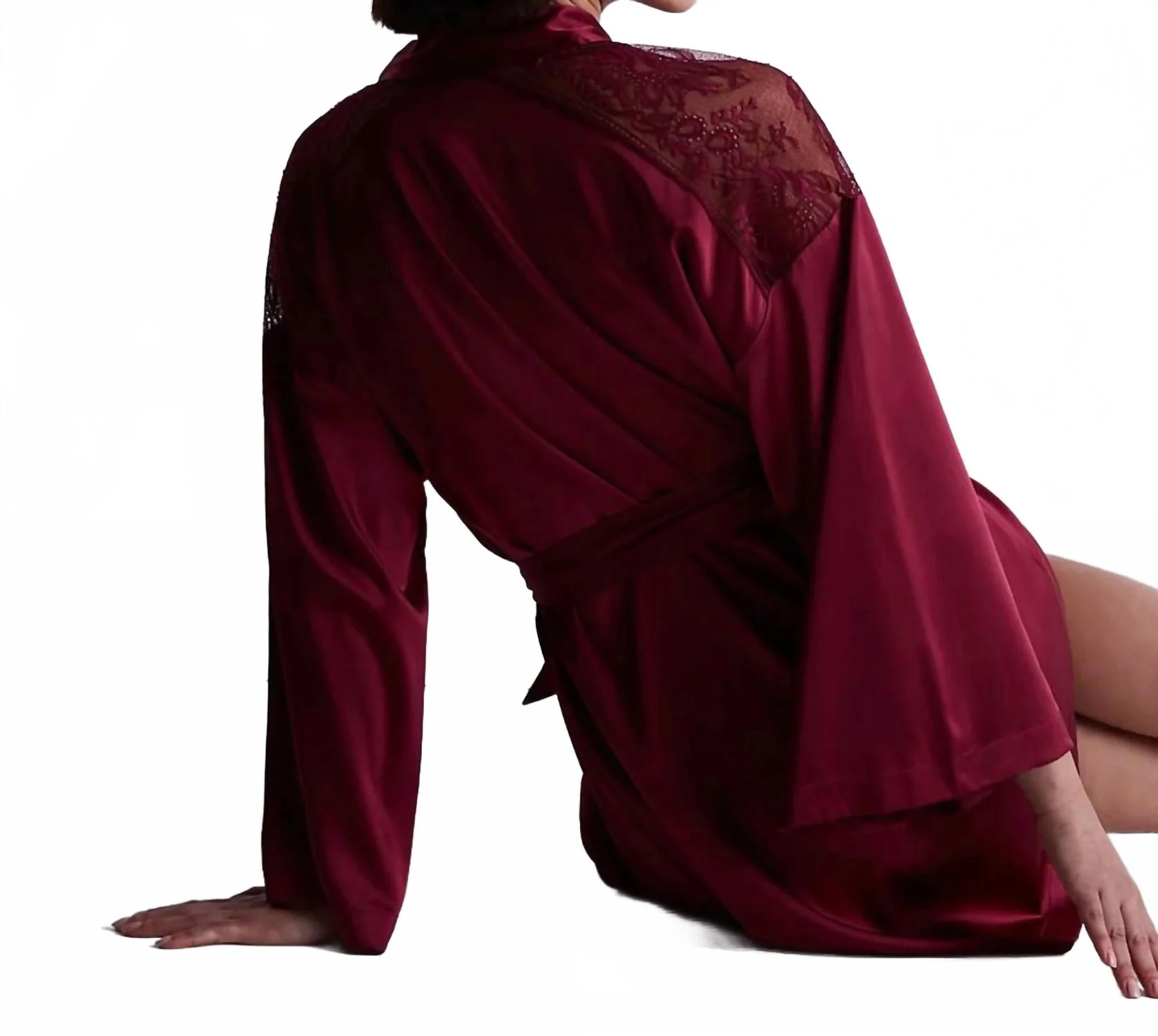 Midnight Whisper Kimono In Crimson Red